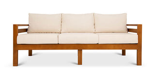 Classic patio three seater couch mahogany front view