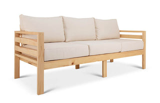 Classic patio three seater couch natural angled view