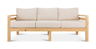 Classic patio three seater couch natural front view