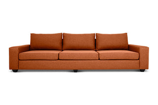 Euro four seater couch in baked clay linen front view