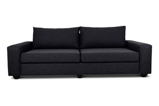 Euro three seater couch in charcoal linen front view
