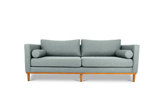 Harrison three seater couch in pale blue linen front view