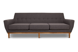Jansen three seater couch charcoal linen fron view