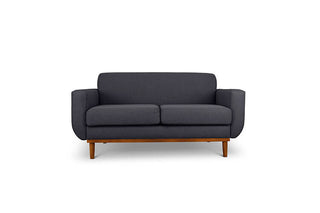 Oslo two seater couch in charcoal linen fabric front view