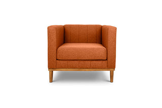 Shelley single seater couch baked clay linen front view