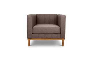 Shelley single seater couch brown linen front view