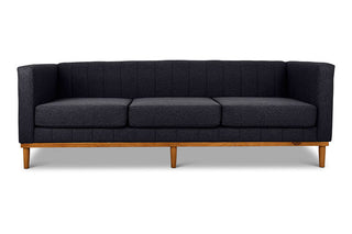Shelley three seater couch charcoal linen front view