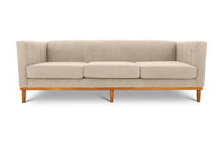 Shelley three seater couch rice suede front view
