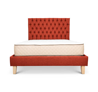 Ginger linen Alexis bed base + deep buttoned headboard combo