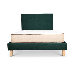 Jungle green linen Alexis bed and plain headboard combo