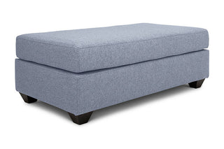 Small Euro ottoman in steel grey linen angled view