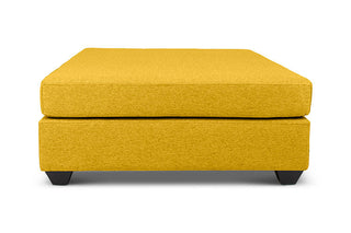 Large Euro ottoman in yellow linen side view