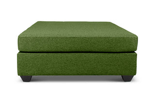 Large Euro ottoman in avocado green linen side view