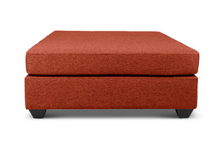 Large Euro ottoman in ginger linen side view