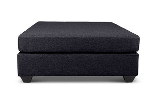 Large Euro ottoman in charcoal linen side view
