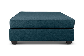 Large Euro ottoman in midnight blue linen side view