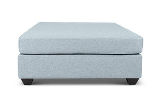 Large Euro ottoman in pale blue linen side view