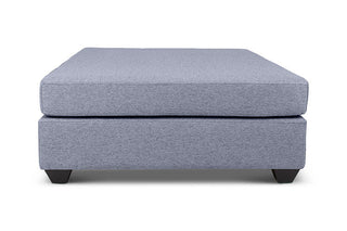 Large Euro ottoman in grey linen side view