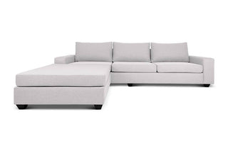 Euro four seater  L shape couch in white linen front view