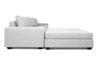 Euro four seater  L shape couch in white linen side view