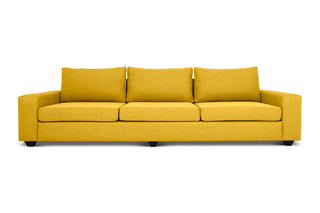 Euro four seater couch in yellow linen front view