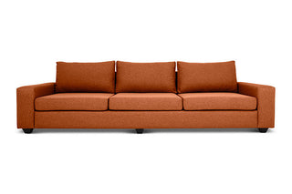 Euro four seater couch in baked clay linen front view