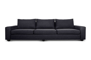 Euro four seater couch in charcoal linen front view