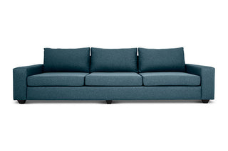 Euro four seater couch in midnight blue linen front view