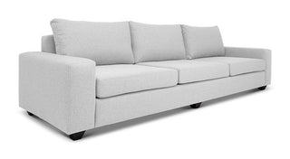 Euro four seater couch in white linen angled view