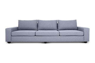 Euro four seater couch in grey linen front view