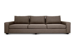 Euro four seater couch in brown linen front view