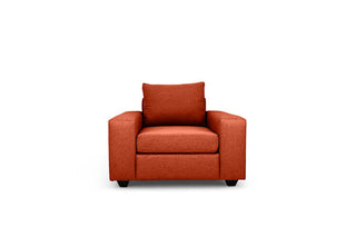 Euro single seater couch in ginger linen front view