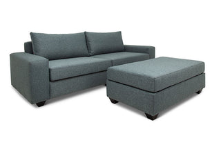 Euro three seater L shape couch in storm linen angled view