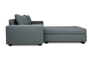 Euro three seater L shape couch in storm linen side view