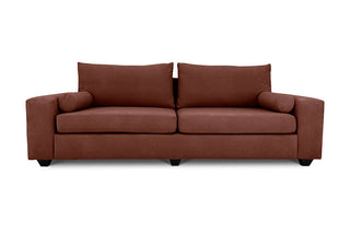 Euro three seater couch in chocolate brown suede front view