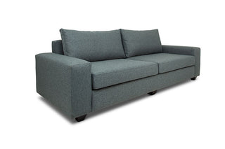 Euro three seater couch in storm linen angled view