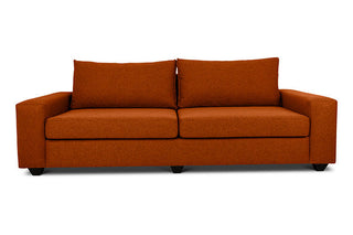 Euro three seater couch in baked clay linen front view