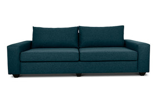 Euro three seater couch in midnight blue linen front view