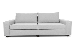 Euro three seater couch in white linen front view