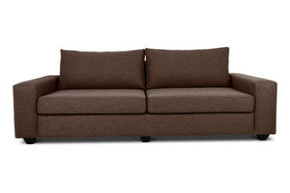 Euro three seater couch in brown linen front view