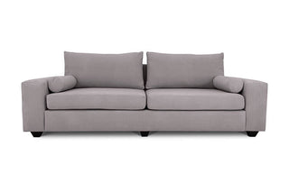 Euro three seater couch in bone grey suede front view