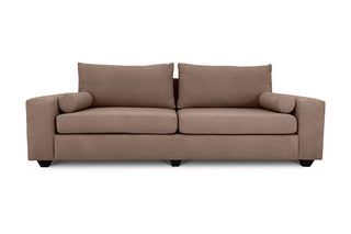 Euro three seater couch in dust brown suede front view