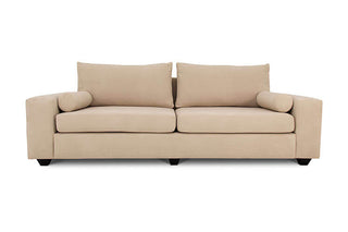 Euro three seater couch in sand suede front view
