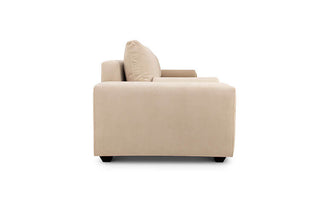 Euro three seater couch in sand suede side view