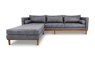 Harrison four seater L shape couch in paloma imitation leather front view