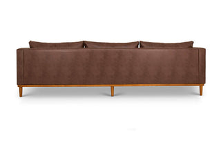 Harrison four seater L shape couch in sepia imitation leather back view