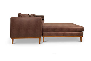 Harrison four seater L shape couch in sepia imitation leather side view