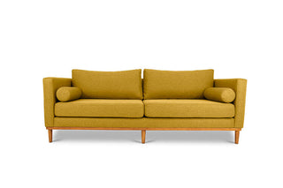 Harrison three seater couch in yellow linen front view