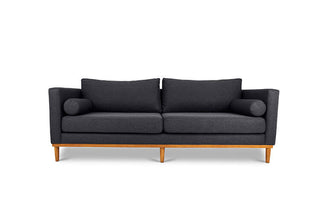 Harrison three seater couch in charcoal linen front view