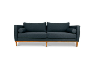 Harrison three seater couch in midnight blue linen front view